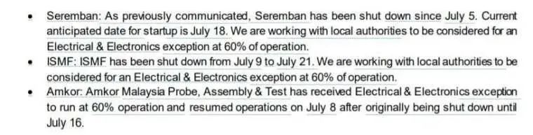 安森美馬來西亞停工廠區一覽表 安森美馬來西亞停工廠區一覽表